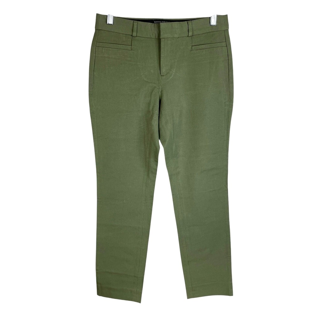 NEW‎ Banana Republic Womens Sloan Curvy Slim Fit Ankle Pants 2 Green Stretch $90